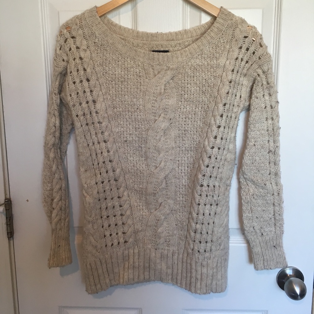 Cream Chunky Knit Sweat Small American Eagle